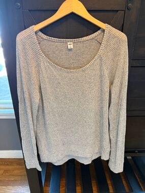 Old Navy Light Gray Ribbed Scoop-Neck Top